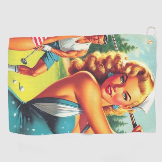 Vintages Golf-Button Golfhandtuch (Horizontal)