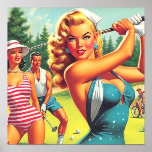 Vintages Golf-Button Poster