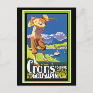 Vintages Golf Crans-sur-Sierre Vintage Poster Postkarte