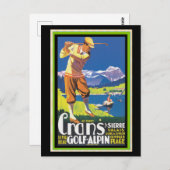 Vintages Golf Crans-sur-Sierre Vintage Poster Postkarte (Vorne/Hinten)