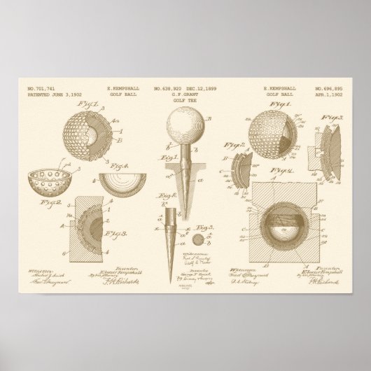 Vintages Golf Patent Poster 1 Sepia (Vorne)