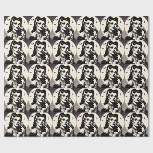 Vintages Goth-Button Geschenkpapier (Flach)