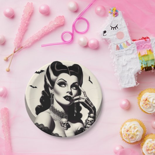 Vintages Goth-Button Pappteller (Party)