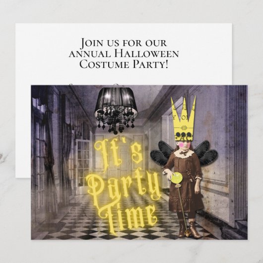 Vintages Goth Halloween Kostüm-Party Einladung (Vorne/Hinten)