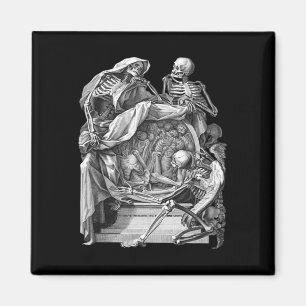 Vintages Goth Skelett Gravur Memento Mori Hallo Magnet