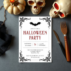 Vintages Gothic Bat Adult Halloween-Party Einladung