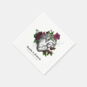 Vintages Gothic Burgund Blumenherz Halloween Serviette (Ecke)