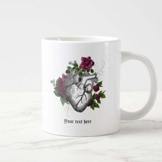 Vintages Gothic Burgund Blumenherz Jumbo-Tasse (Rechts)