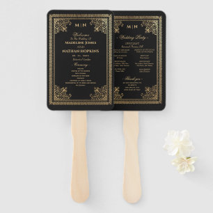Vintages Gothic-Gold-Viktorianisch-Hochzeitsprogra Fächer