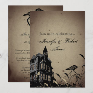 Vintages Gothic House Heart Raven Jahrestag Einladung