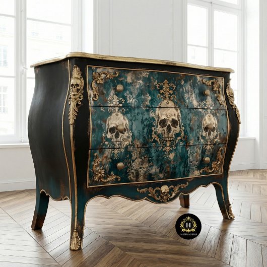 Vintages Gothic Skeleton Skull Decoupage Seidenpapier