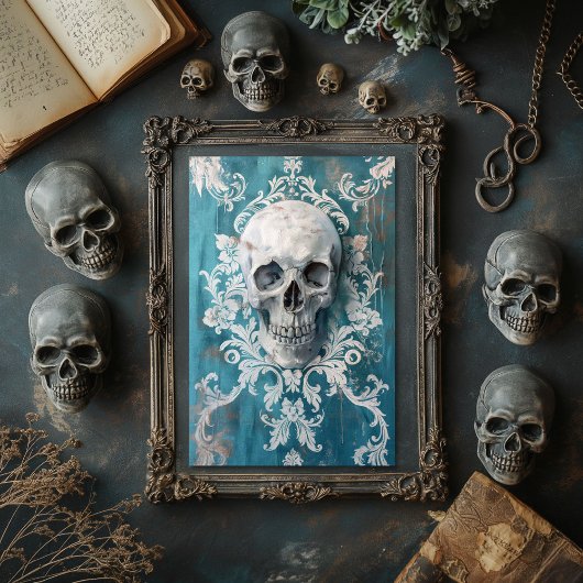 Vintages Gothic Skeleton Skull Decoupage Seidenpapier