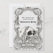 Vintages Gothic Skull Adult Halloween-Party Einladung (Vorderseite)