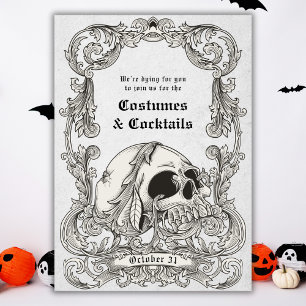 Vintages Gothic Skull Halloween-Kostüm-Party Einladung