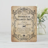Vintages Gothic-Skull-Halloween-Party Einladung (Stehend Vorderseite)