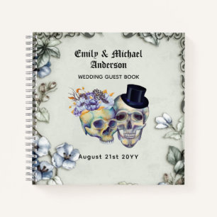 Vintages Gothic Skulls Wedding Gästebuch Notizblock