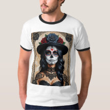 Vintages Gothic Sugar Skull Rose Shirt