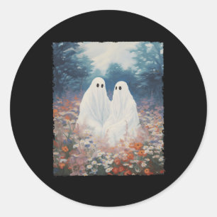 Vintages gotisches BlumenHalloween-Geisterpaar im Runder Aufkleber