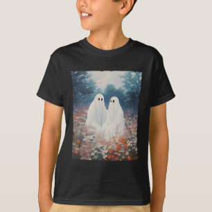 Vintages gotisches BlumenHalloween-Geisterpaar im T-Shirt