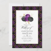 Vintages gotisches Blumenhochzeitungs-Foto Einladung (Vorderseite)