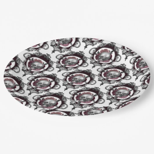 Vintages gotisches Halloween Pappteller (Schrägansicht)