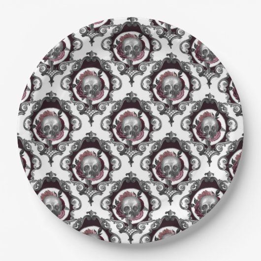 Vintages gotisches Halloween Pappteller (Vorderseite)