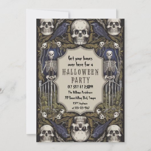 Vintages gotisches Halloween-Party Einladung (Vorderseite)