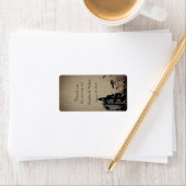 Vintages gotisches Haus Hochzeitsplatz Adressaufkleber (Insitu)