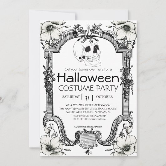 Vintages Gotisches Klassisches Halloween-KostümPar Einladung (Vorderseite)