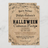 Vintages gotisches rustikales Halloween KostümPart Einladung (Vorne/Hinten)