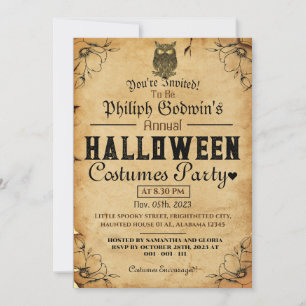 Vintages gotisches rustikales Halloween KostümPart Einladung