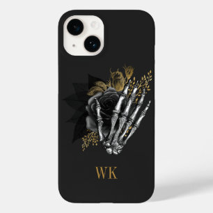Vintages Gotisches Schwarz-Gold-Blütenskelett Case-Mate iPhone 14 Hülle