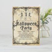 Vintages gotisches Skelett Erwachsene Halloween-Pa Einladung (Stehend Vorderseite)