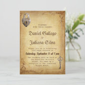 Vintages Gotisches Skelett Wichtige Hochzeit Einladung (Stehend Vorderseite)