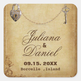 Vintages Gotisches Skelett Wichtige Hochzeit Quadratischer Aufkleber