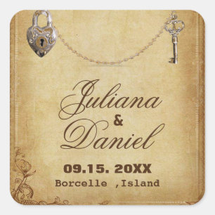 Vintages Gotisches Skelett Wichtige Hochzeit Quadratischer Aufkleber