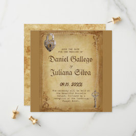 Vintages Gotisches Skelett Wichtige Hochzeit Save The Date