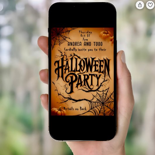 Vintages gotisches Spinnennetz bearbeitbares Hallo Einladung