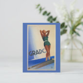 Vintages Grado Italienisches Reiseplakat Postkarte (Stehend Vorderseite)