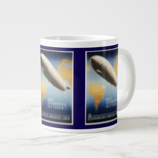 Vintages Graf Zeppelin-Reiseplakat Jumbo-Tasse (Vorderseite Rechts)