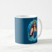 Vintages Grafikdesign Scuba Diver Kaffeetasse (VorderseiteRechts)