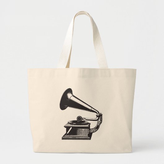 Vintages Grammophon Jumbo Stoffbeutel (Vorne)