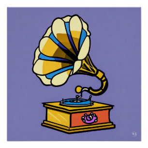 Vintages Gramophon-Glossarposter Poster