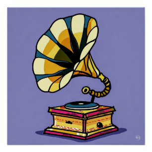 Vintages Gramophon-Glossarposter Poster