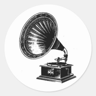 Vintages Gramophon Runder Aufkleber
