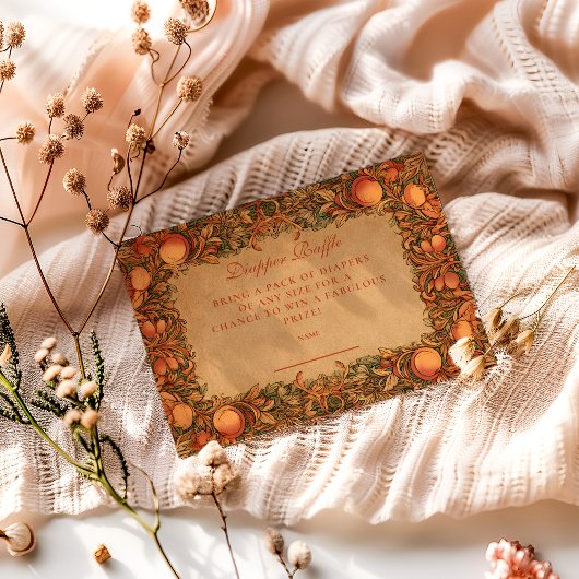 Vintages Granatapfel Jugendstil-Diapper Raffle Begleitkarte
