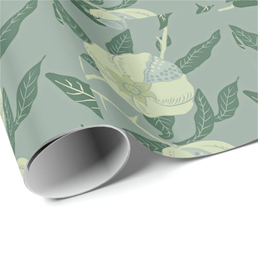 Vintages Granatapfel oder Früchte, pastellgrün Geschenkpapier (Rolleneckpunkt)