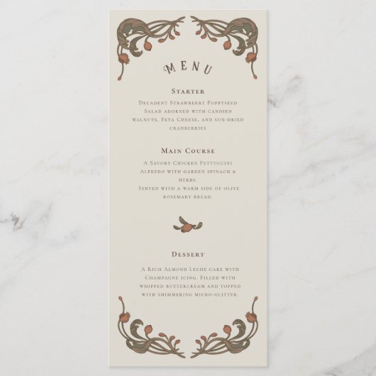 Vintages Granatapfmenü Menükarte (Vorderseite)