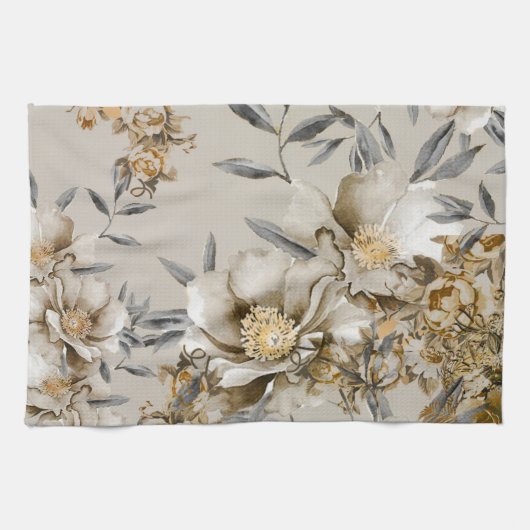 Vintages Grau und Gold Geschirrtuch (Horizontal)