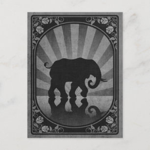 Vintages graues Elephant-Silhouette-Poster Postkarte